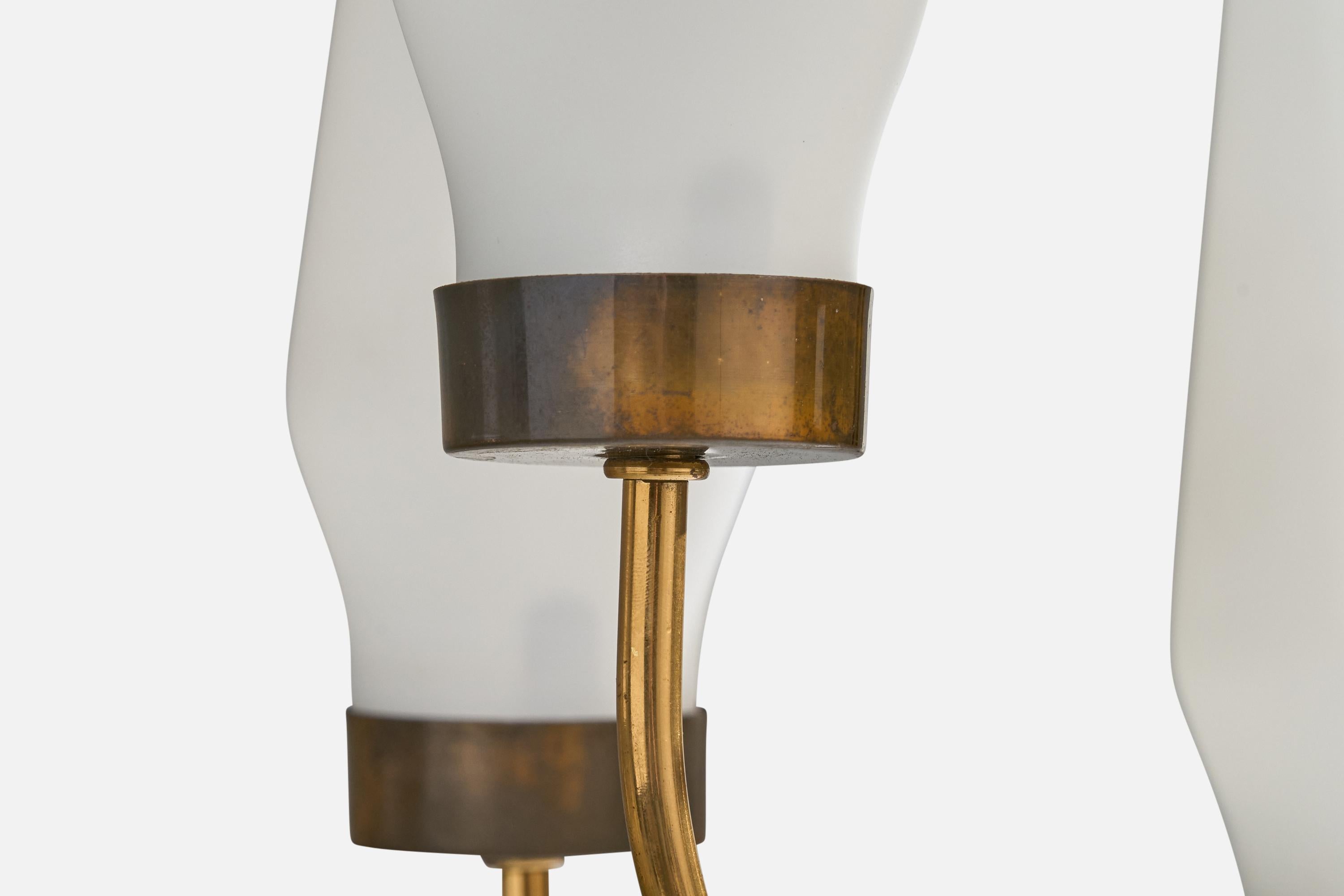 Italian Designer, Floor Lamp, Brass, Metal, Marble, Glass, Italy, 1950s For Sale 7