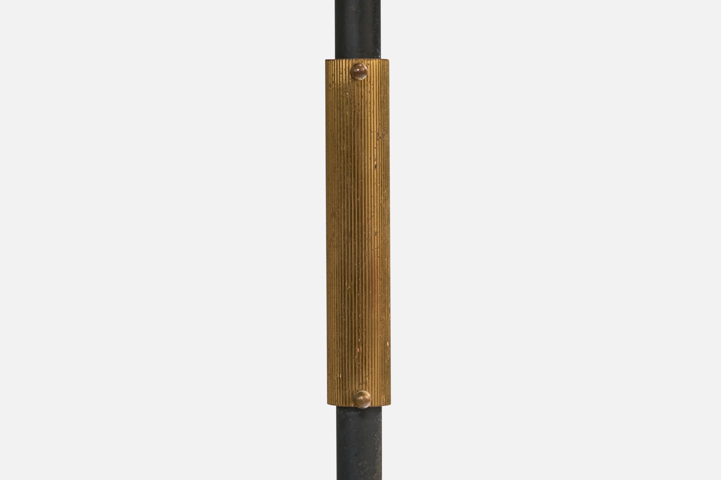 Italian Designer, Floor Lamp, Brass, Metal, Marble, Glass, Italy, 1950s For Sale 8