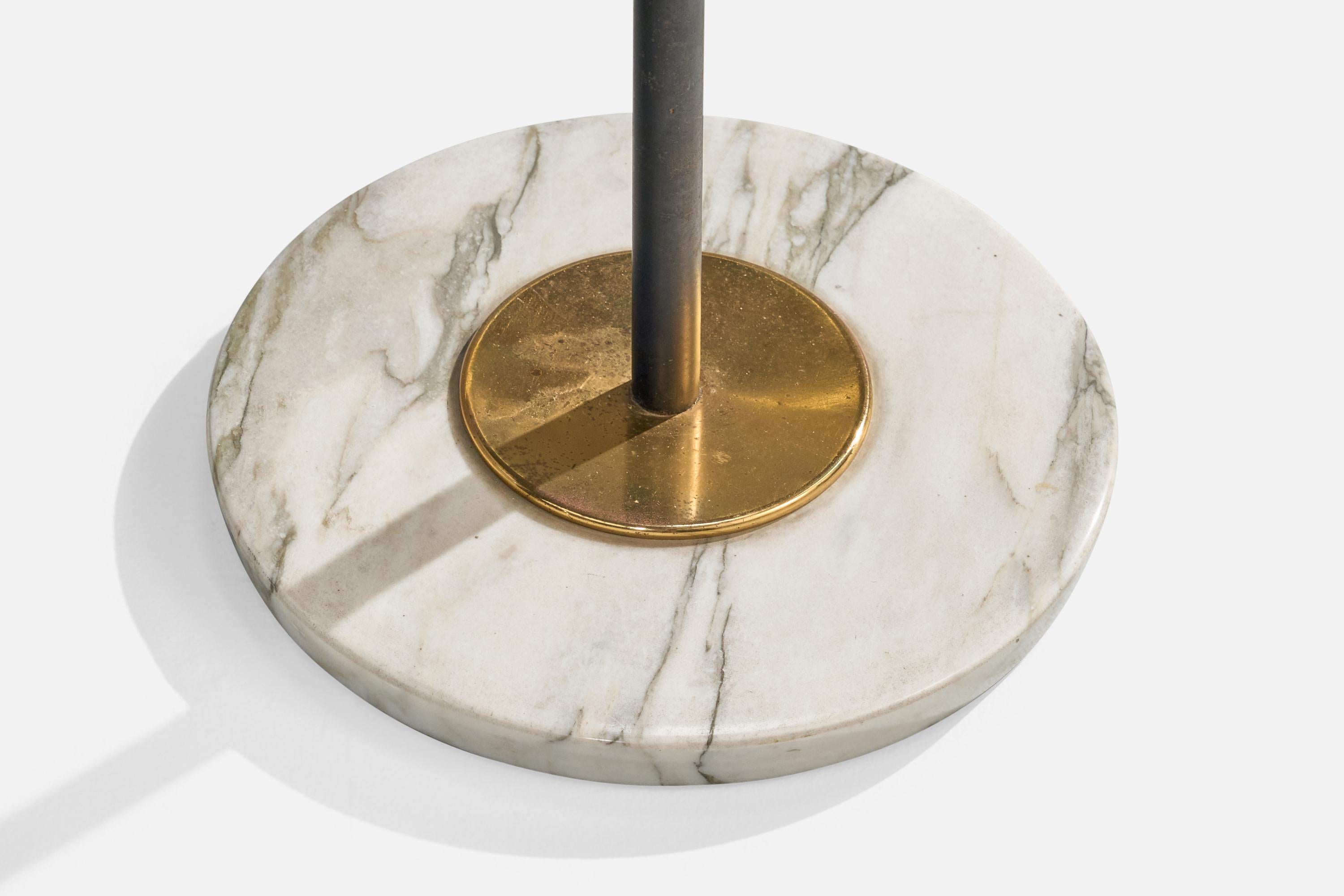 Mid-20th Century Italian Designer, Floor Lamp, Brass, Metal, Marble, Glass, Italy, 1950s For Sale