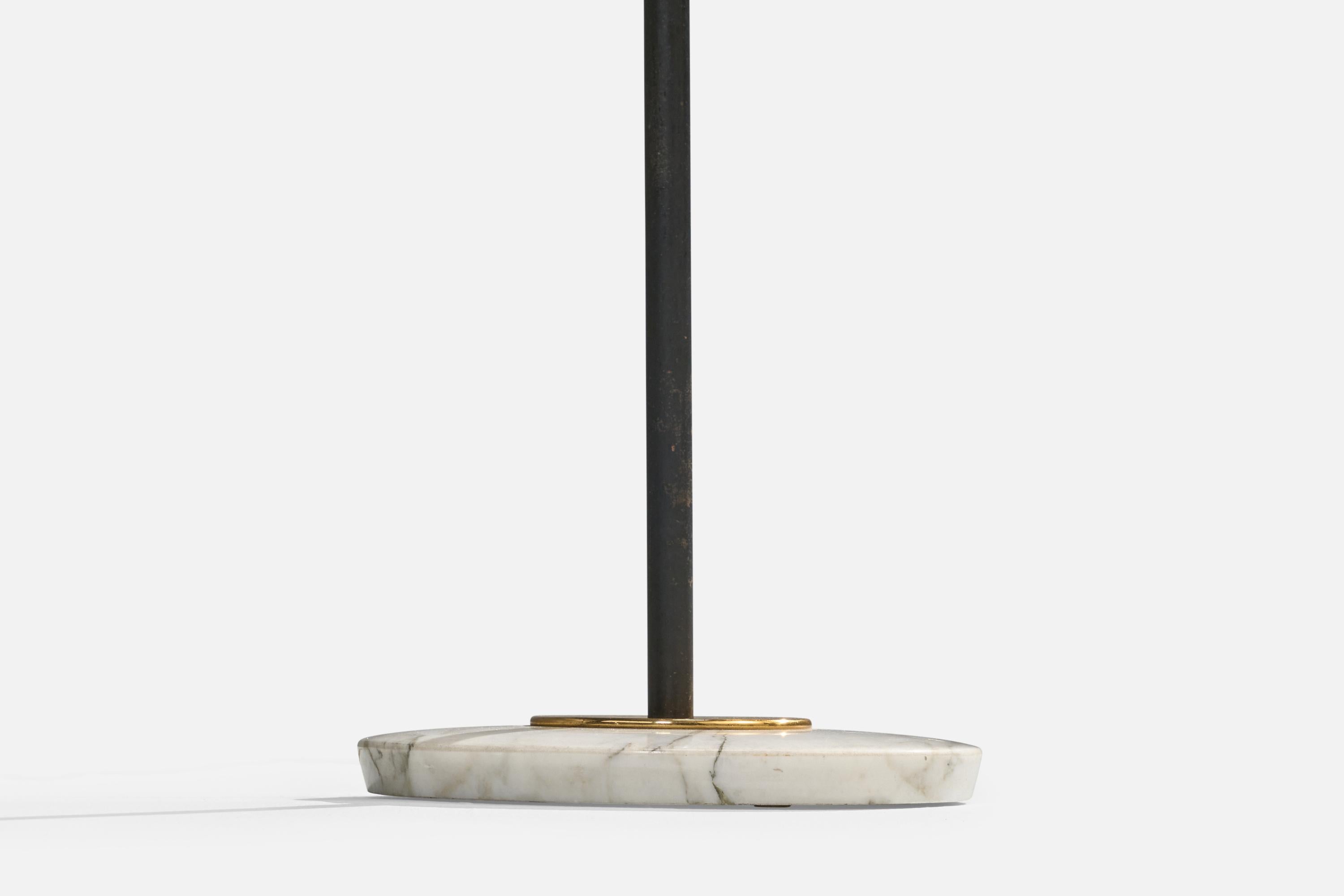 Italian Designer, Floor Lamp, Brass, Metal, Marble, Glass, Italy, 1950s For Sale 1