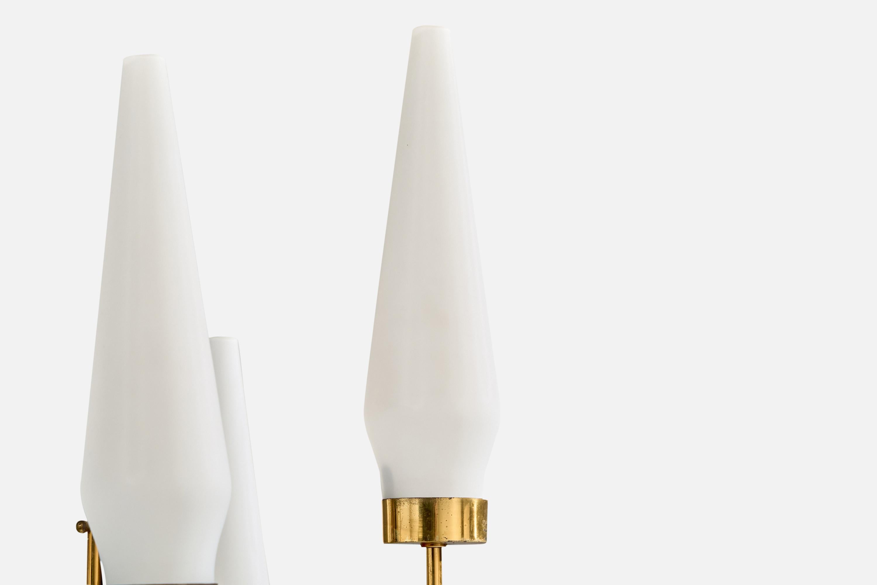 Italian Designer, Floor Lamp, Brass, Metal, Marble, Glass, Italy, 1950s For Sale 4