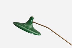 Lampada da terra di design italiano, ottone, metallo, marmo, Italia, anni '1950