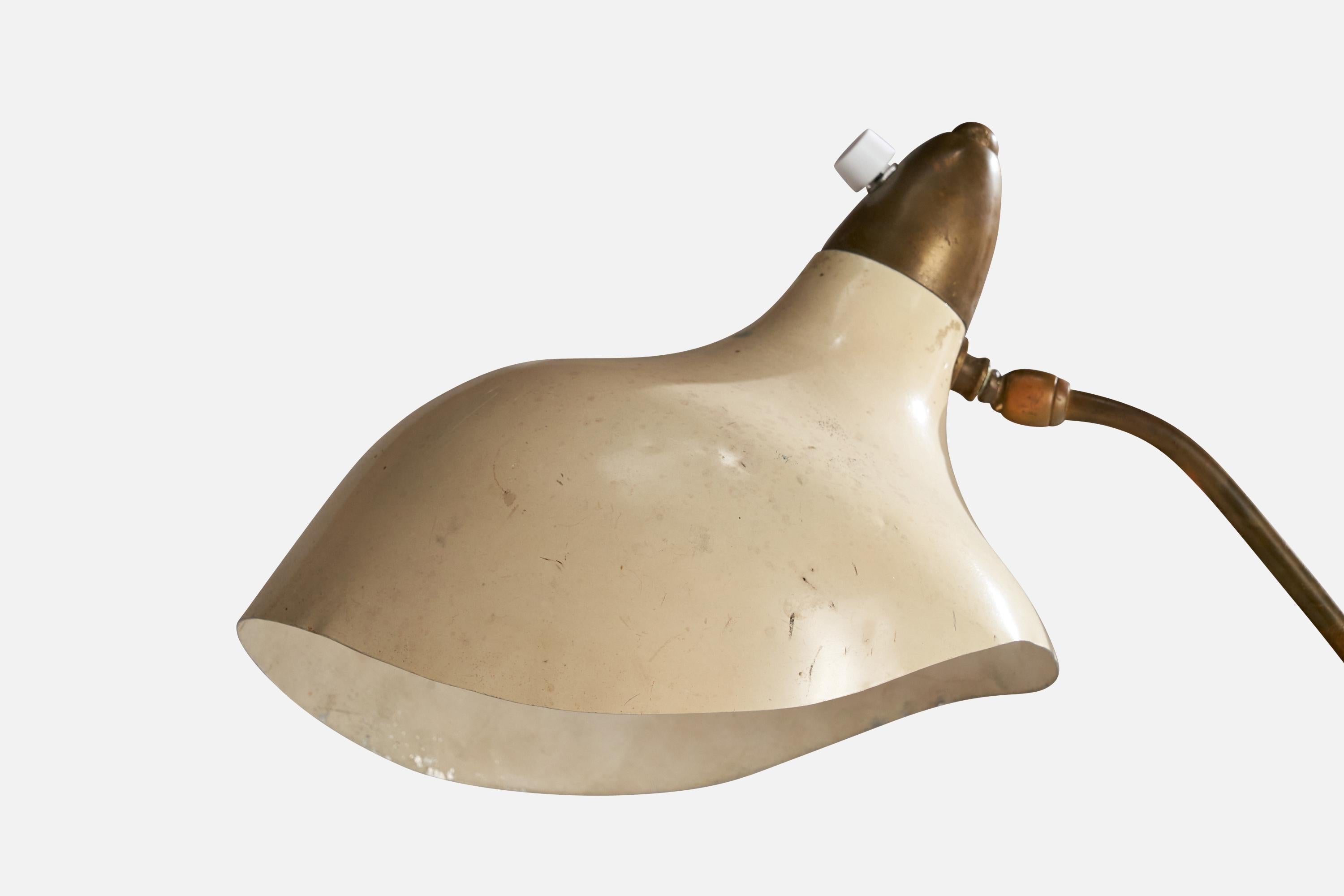 Italian Designer, Floor Lamp, Brass, Metal, Marble, Italy, 1950s In Good Condition For Sale In High Point, NC