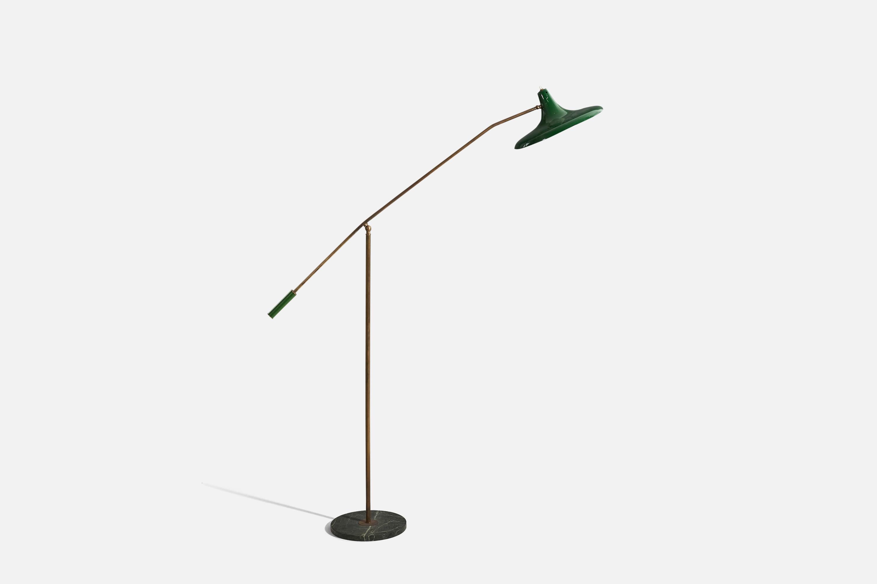 Mid-20th Century Italian Designer, Floor Lamp, Brass, Metal, Marble, Italy, 1950s For Sale