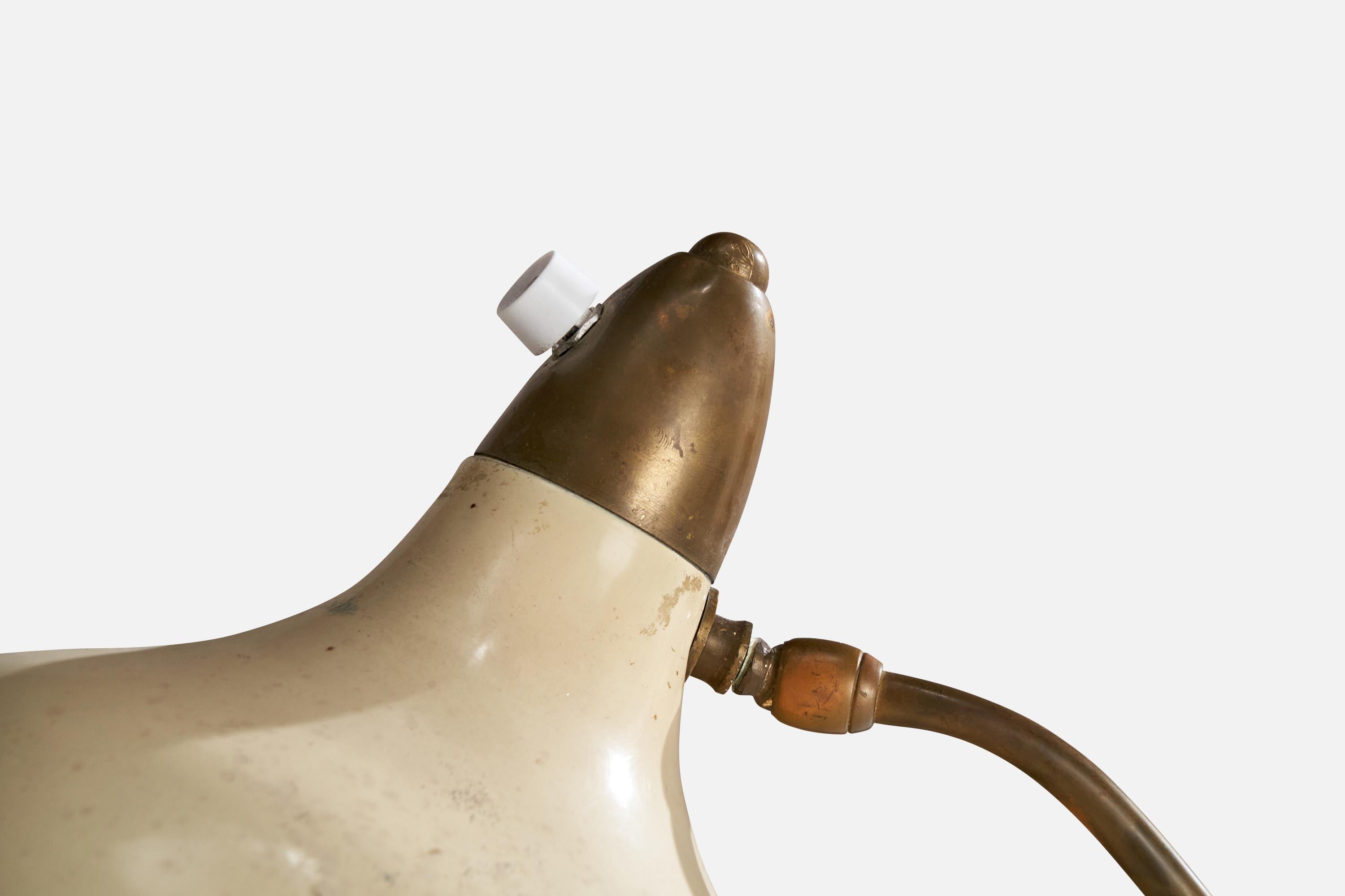 Mid-20th Century Italian Designer, Floor Lamp, Brass, Metal, Marble, Italy, 1950s For Sale