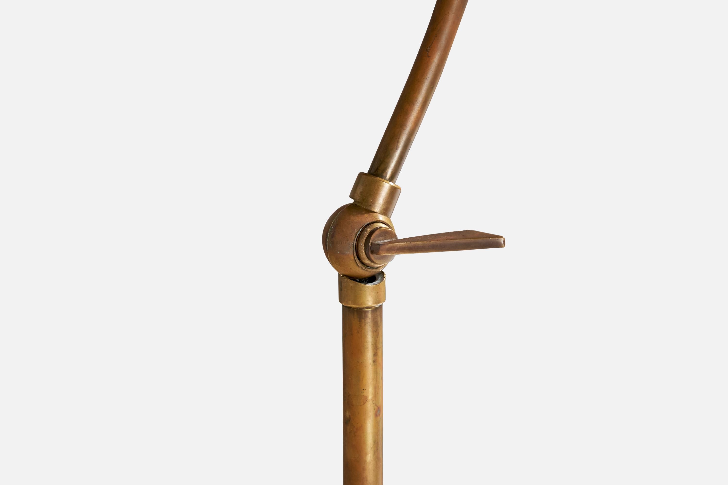 Italian Designer, Floor Lamp, Brass, Metal, Marble, Italy, 1950s For Sale 2