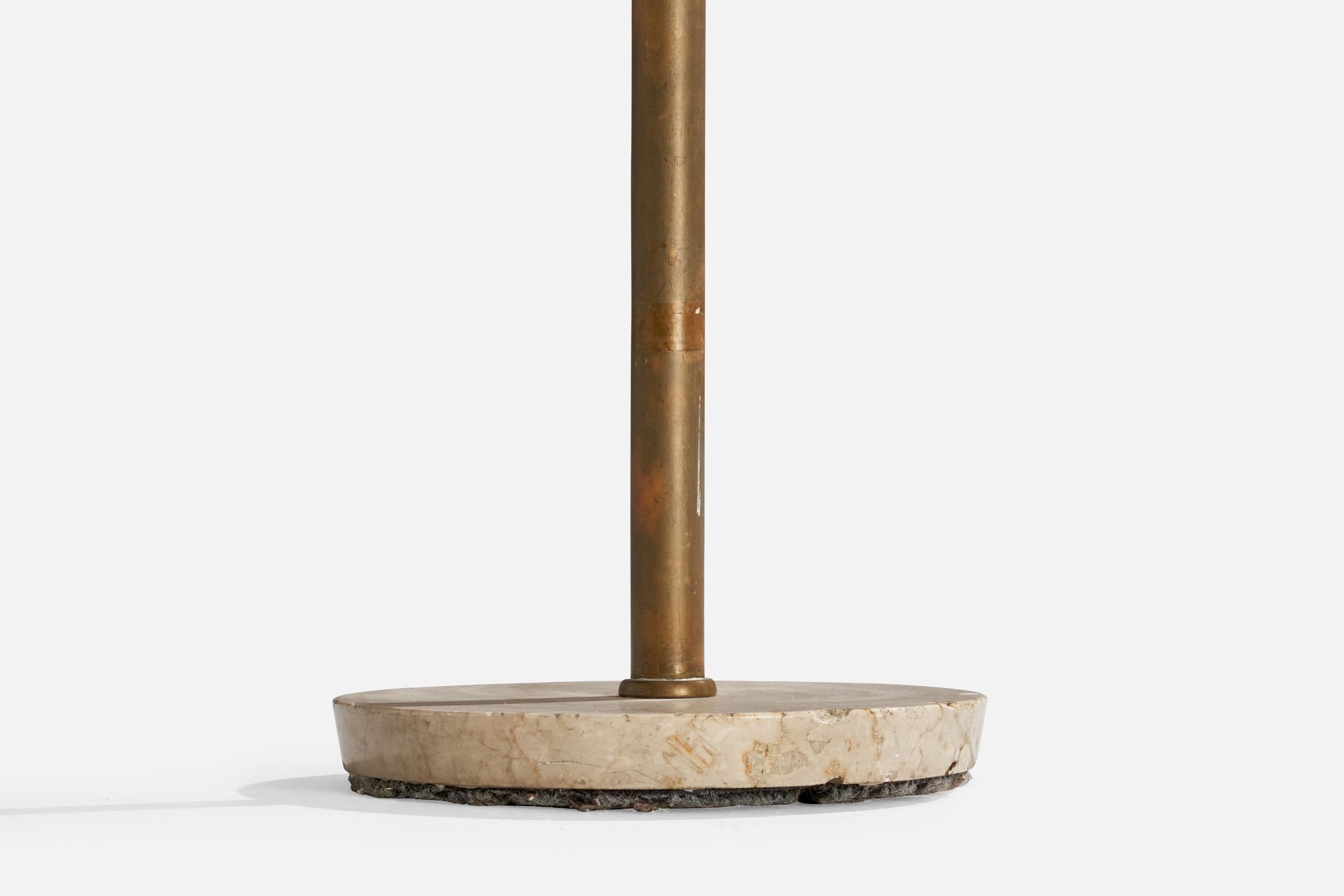 Italian Designer, Floor Lamp, Brass, Metal, Marble, Italy, 1950s For Sale 4