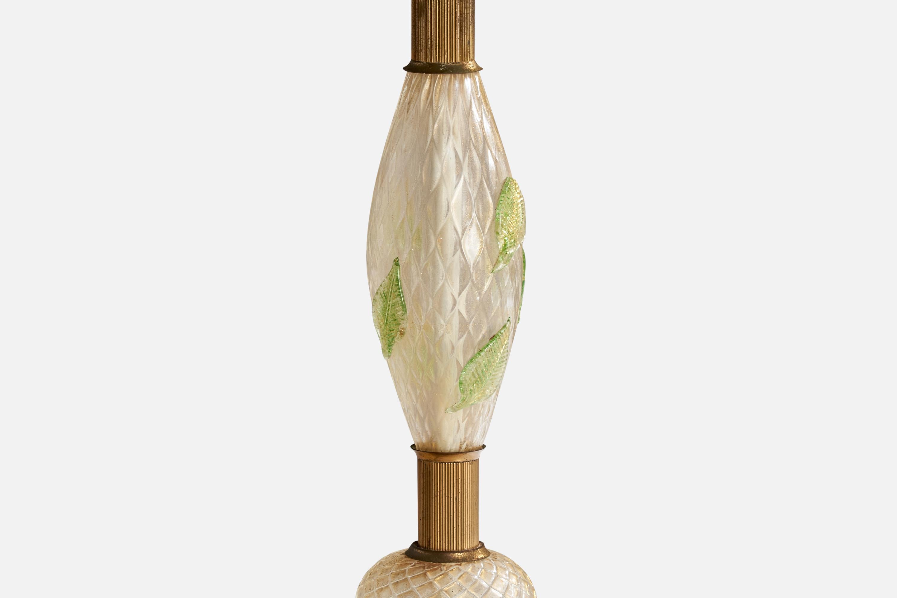 Italian Designer, Floor Lamp, Brass, Murano Glass, Marble, Fabric, Italy, 1930s For Sale 3