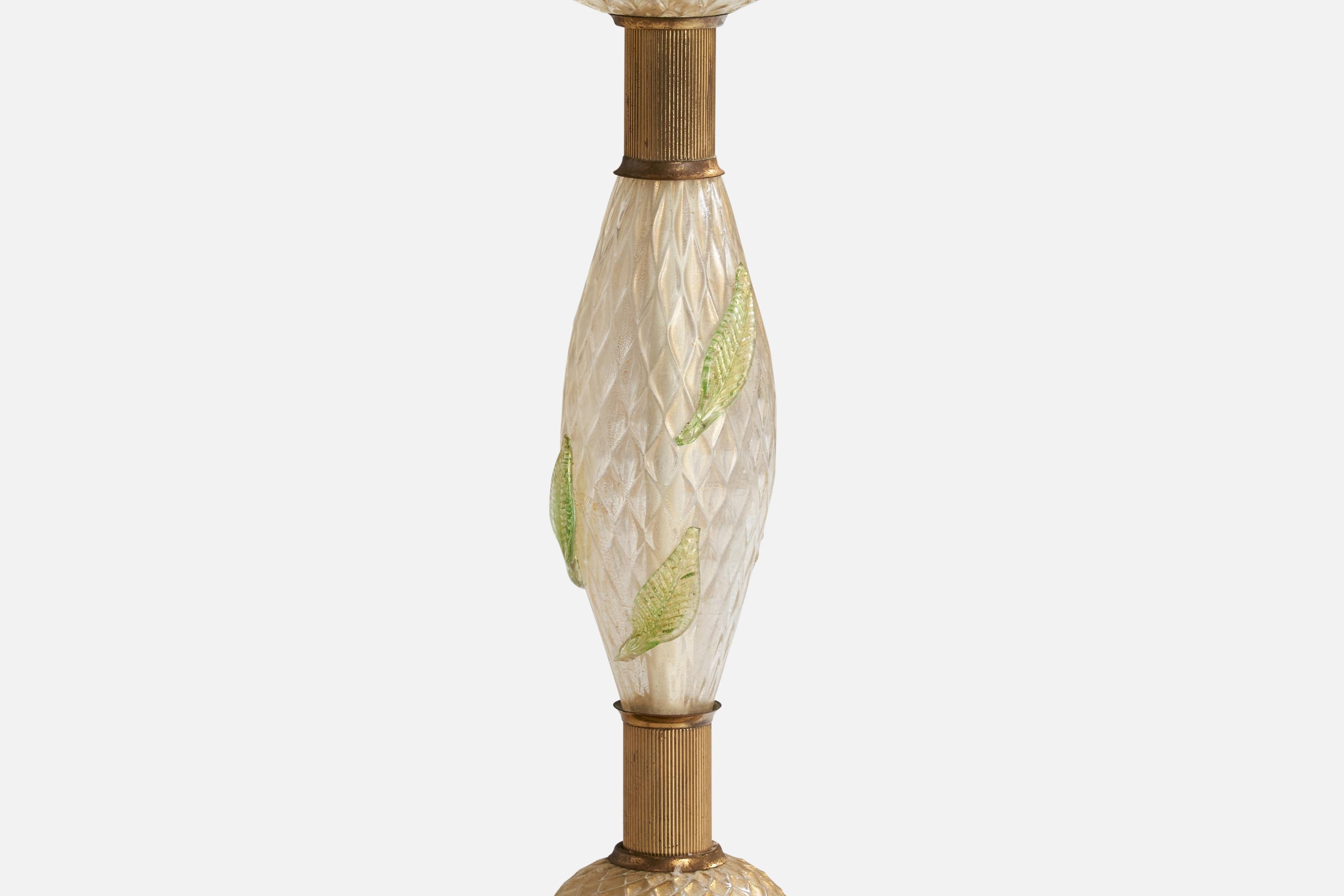 Italian Designer, Floor Lamp, Brass, Murano Glass, Marble, Fabric, Italy, 1930s For Sale 4