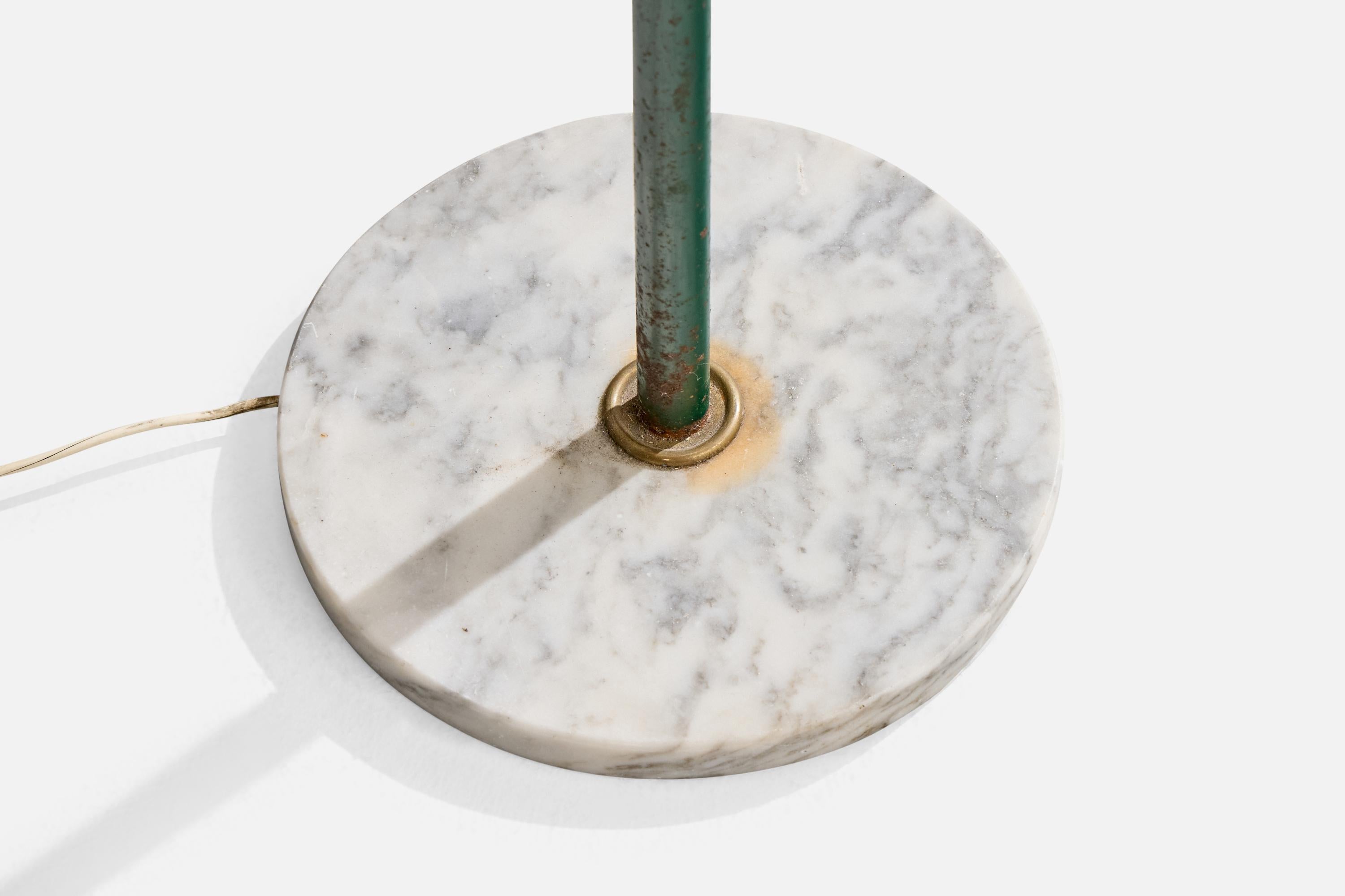 Italian Designer, Floor Lamp, Brass, Vinyl, Marble, Resin, Italy, 1950s For Sale 5