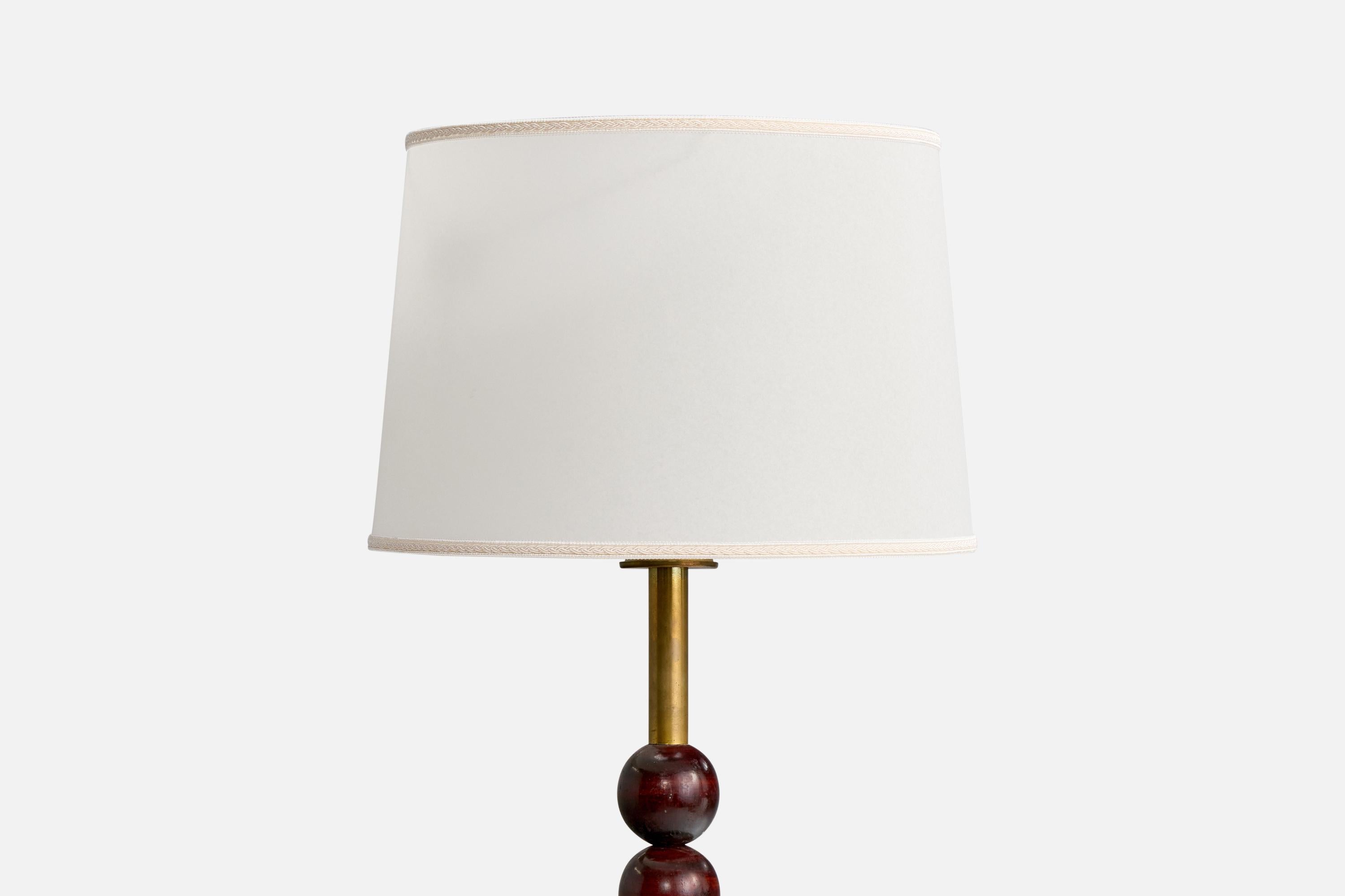 Italian Designer, Floor Lamp, Brass, Wood, Parchment, Italy, 1930s In Good Condition For Sale In High Point, NC