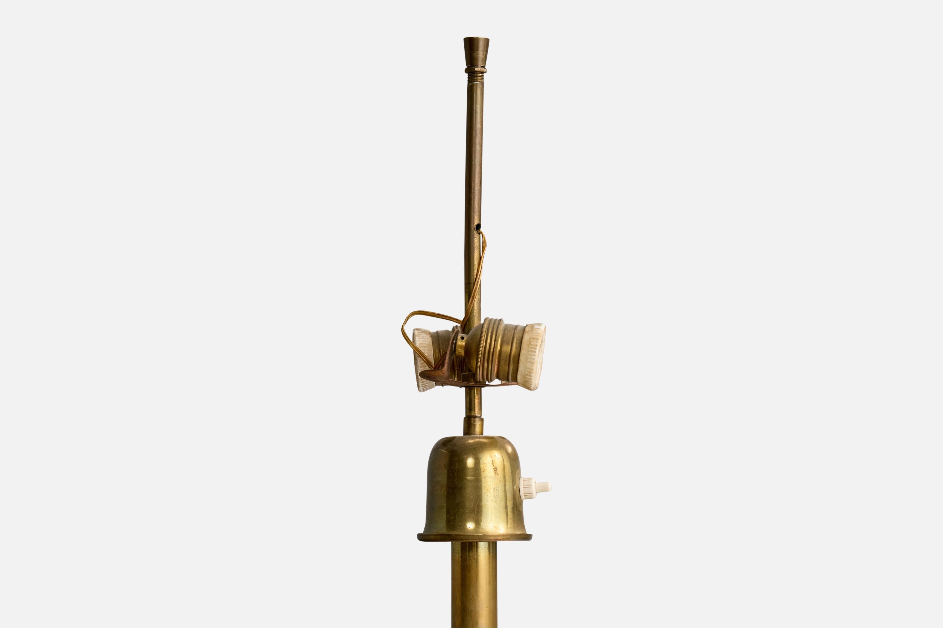 Italian Designer, Floor Lamp, Brass, Wood, Parchment, Italy, 1930s For Sale 1
