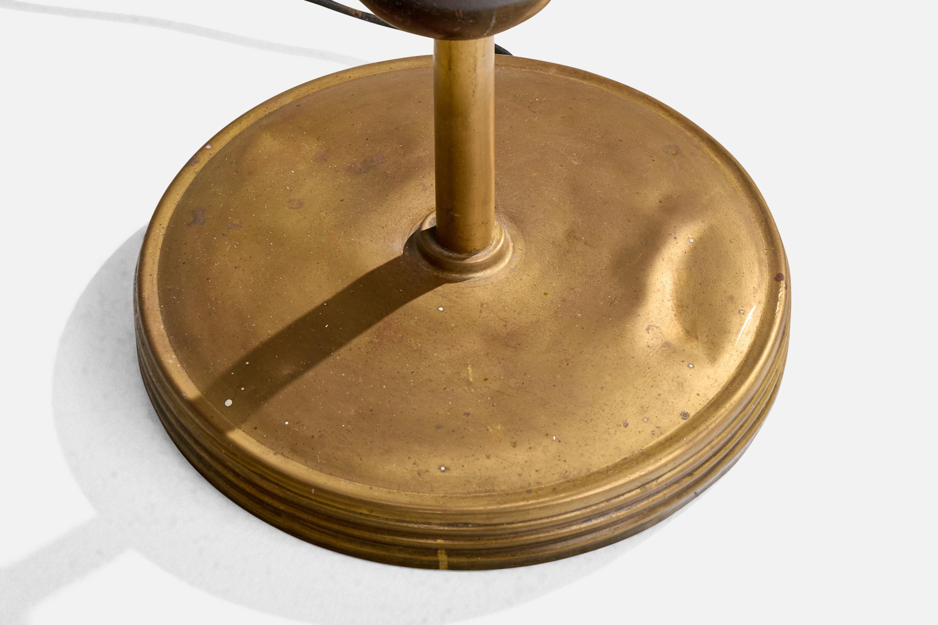 Italian Designer, Floor Lamp, Brass, Wood, Parchment, Italy, 1930s For Sale 4