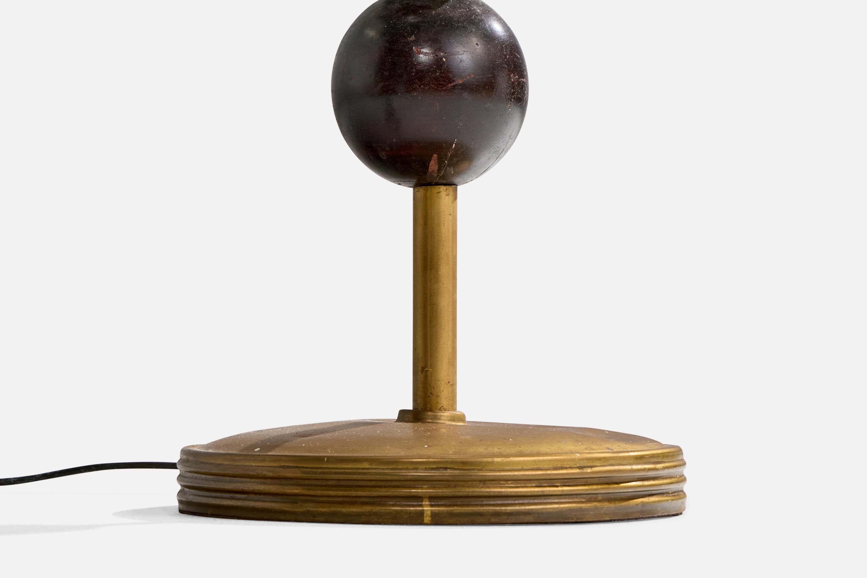 Italian Designer, Floor Lamp, Brass, Wood, Parchment, Italy, 1930s For Sale 5