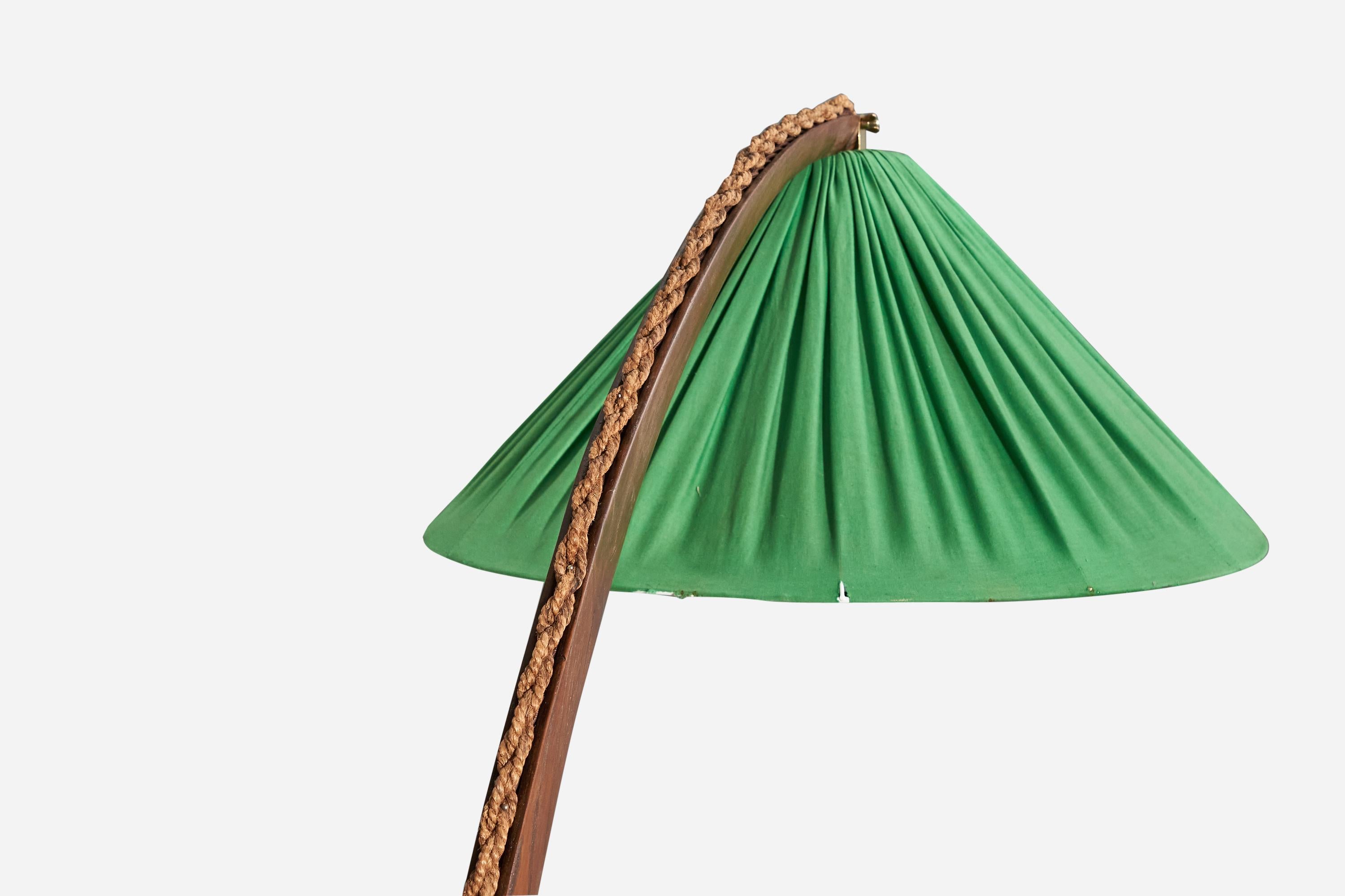 Italian Designer, Floor Lamp, Fabric, Rope, Pine, Italy, 1960s For Sale 1
