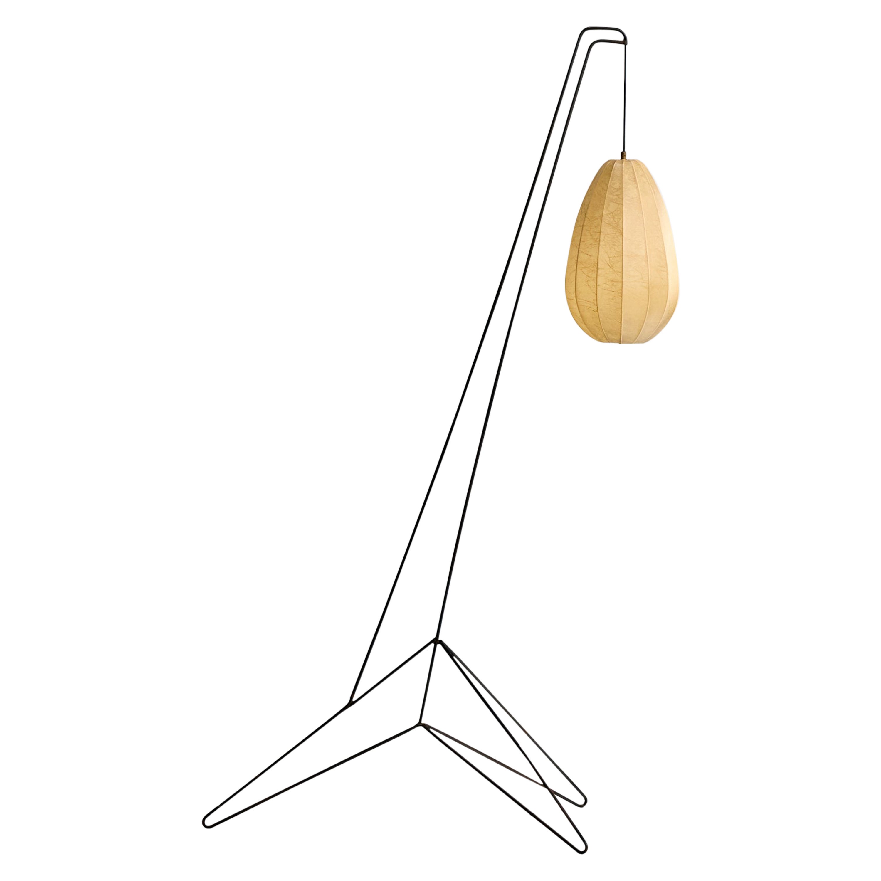Designer italien, lampadaire, métal, résine, Italie, années 1950