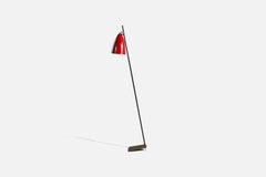 Designer italien, lampadaire, métal laqué rouge et noir, Italie, années 1950