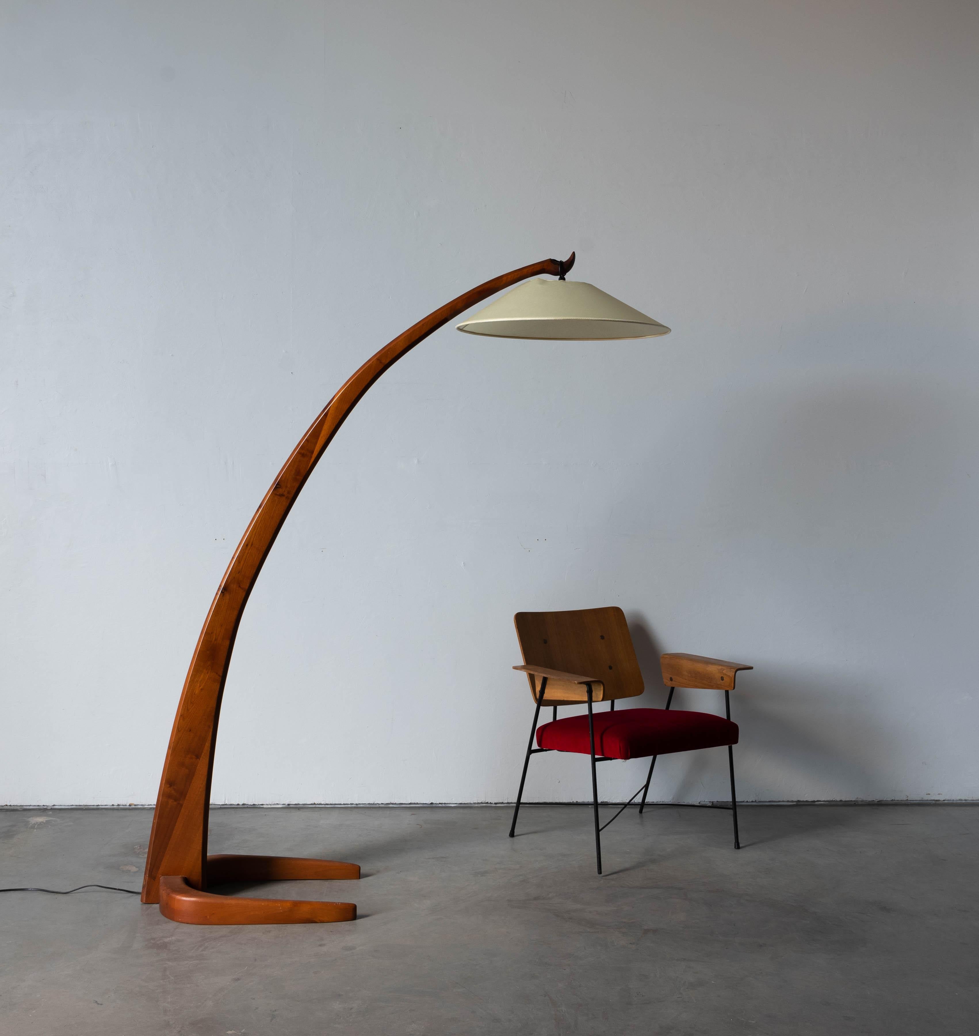 Italian Designer, Floor Lamp, Walnut, Fabric, Italy, 1940s For Sale at ...