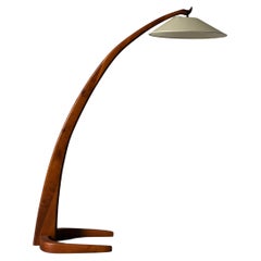 Italian Designer, Floor Lamp, Walnut, Fabric, Italy, 1940s
