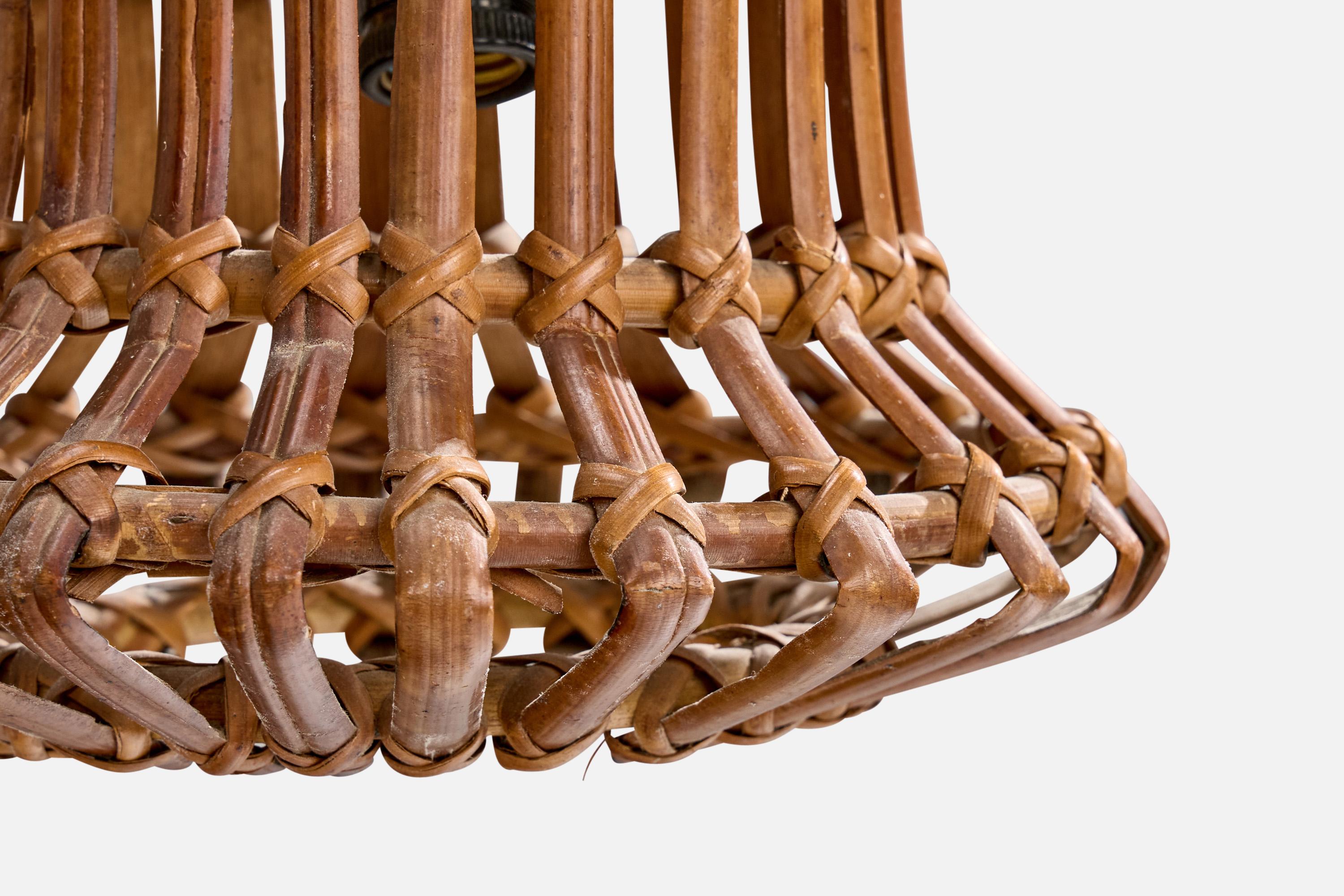 Lampadaire de designer italien, Wood, Bambou, Rotin, Italie, années 1970 en vente 1