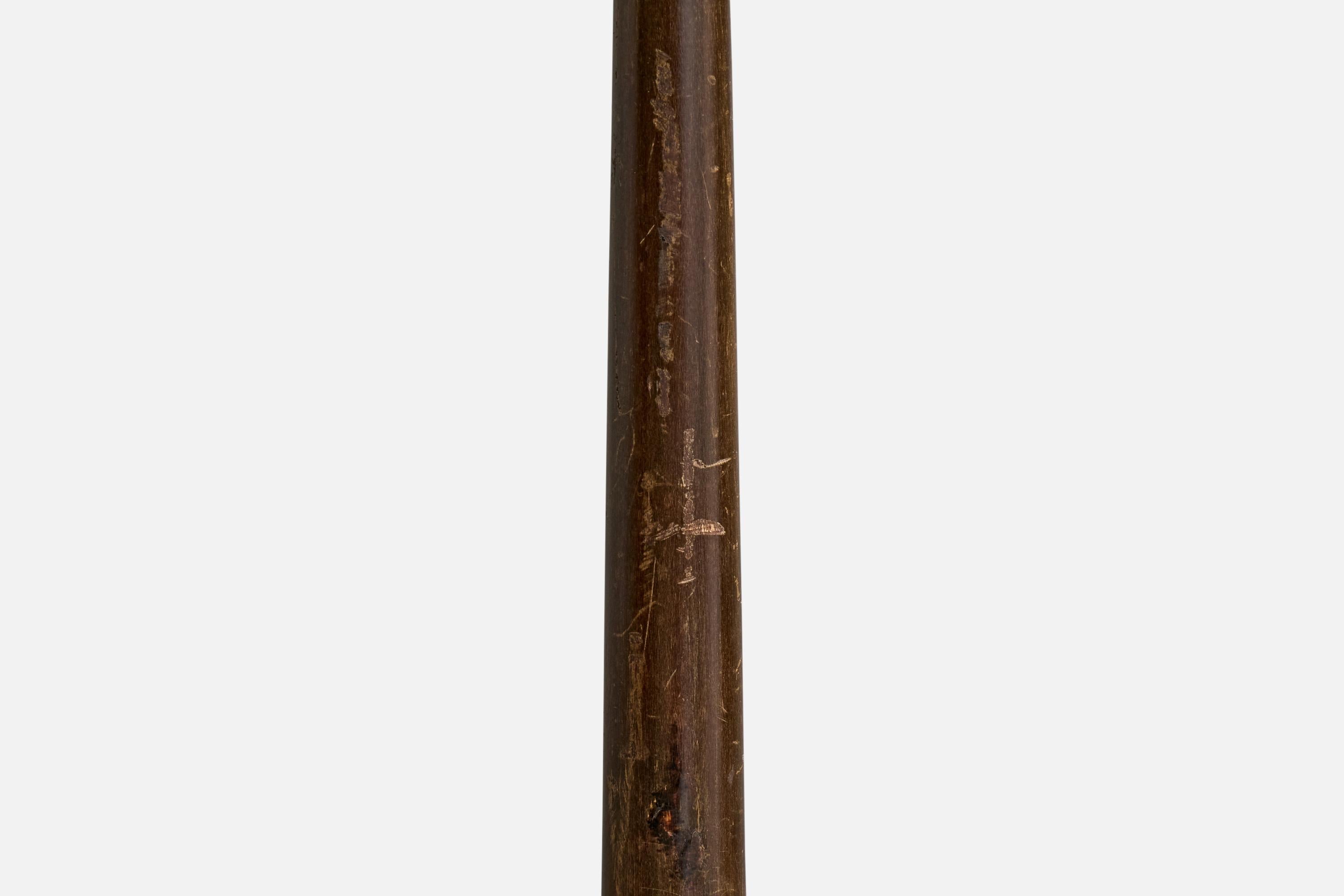 Italienischer Designer, Stehleuchte, Holz, Messing, Marmor, Stoff, Italien, 1930er Jahre im Angebot 5
