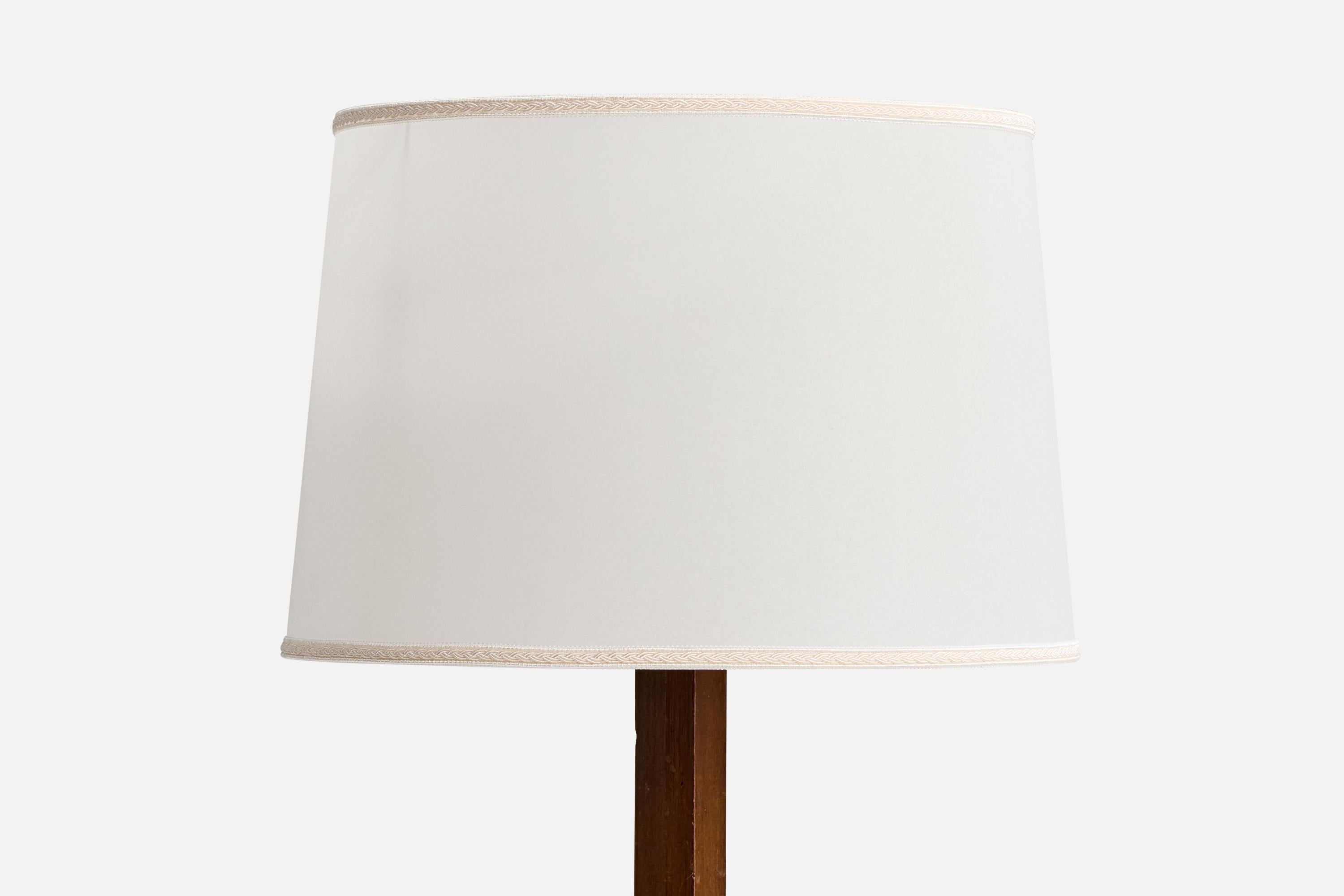 Italian Designer, Floor Lamp, Wood, Fabric, Italy, 1930s In Good Condition For Sale In High Point, NC