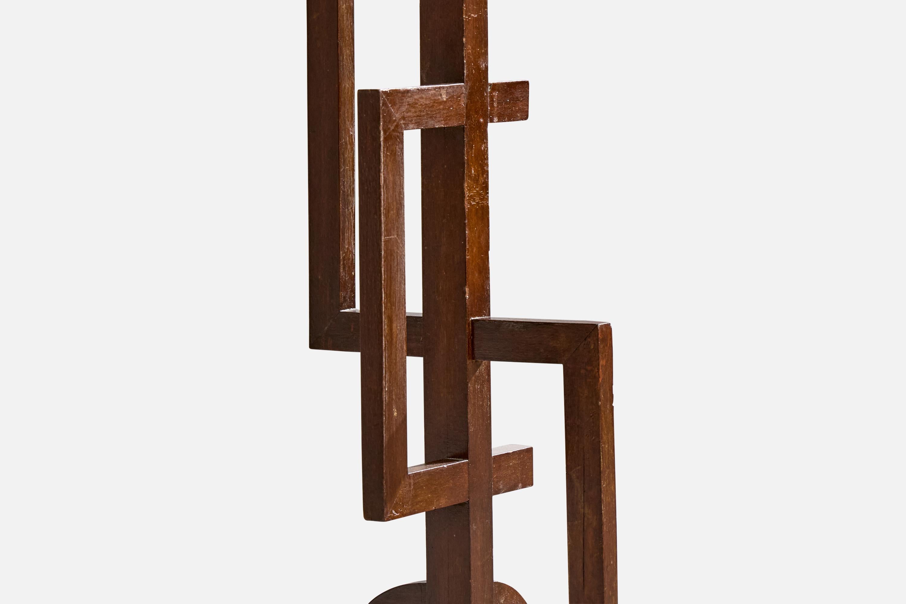 Italian Designer, Floor Lamp, Wood, Fabric, Italy, 1930s For Sale 4