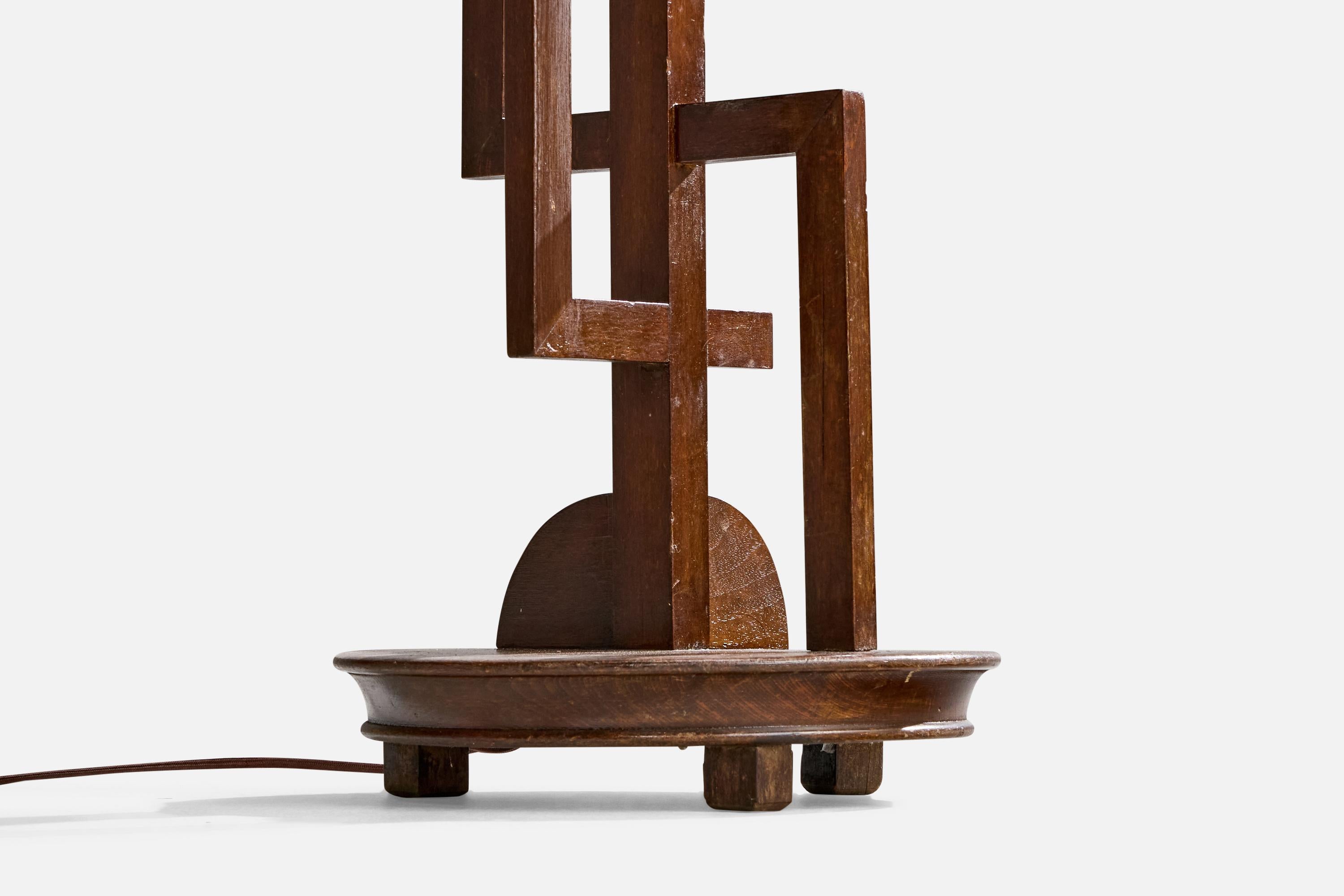 Italian Designer, Floor Lamp, Wood, Fabric, Italy, 1930s For Sale 5