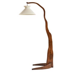 Designer italien, lampadaire, bois, tissu, Italie, années 1940
