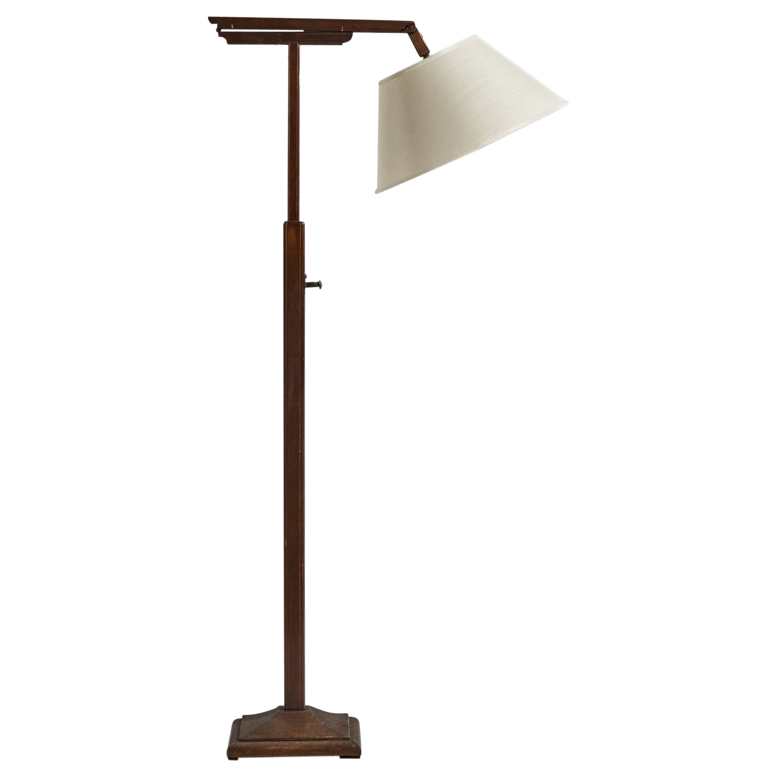 Designer italien, lampadaire, bois, tissu, Italie, années 1940