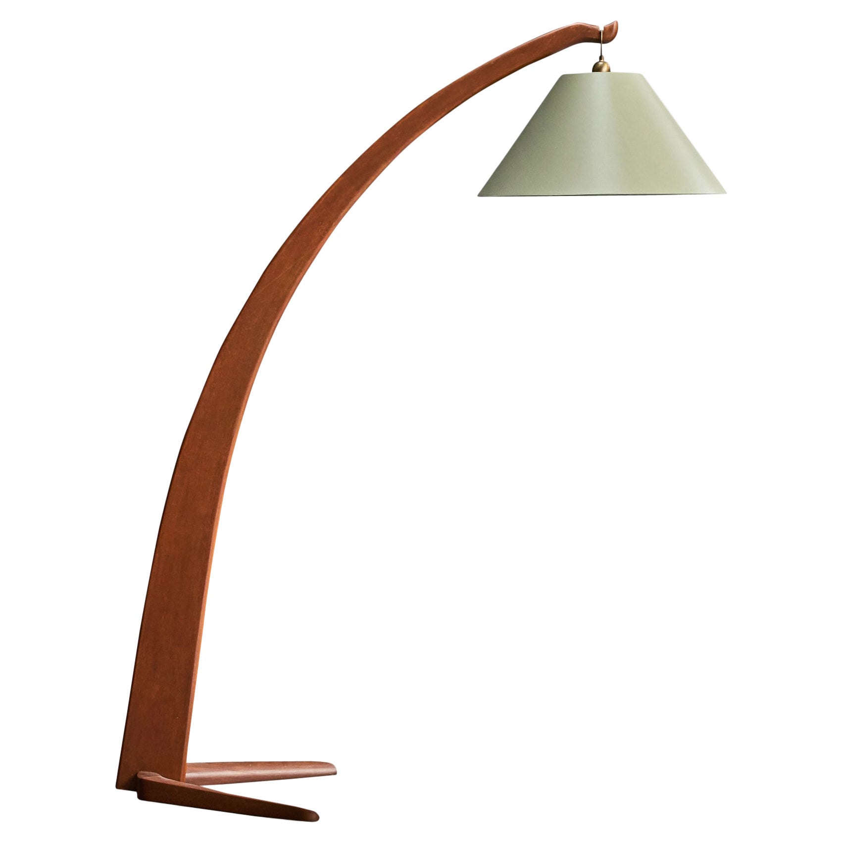 Diseñador italiano, Lámpara de pie, Madera, Tela, Italia, Década de 1940