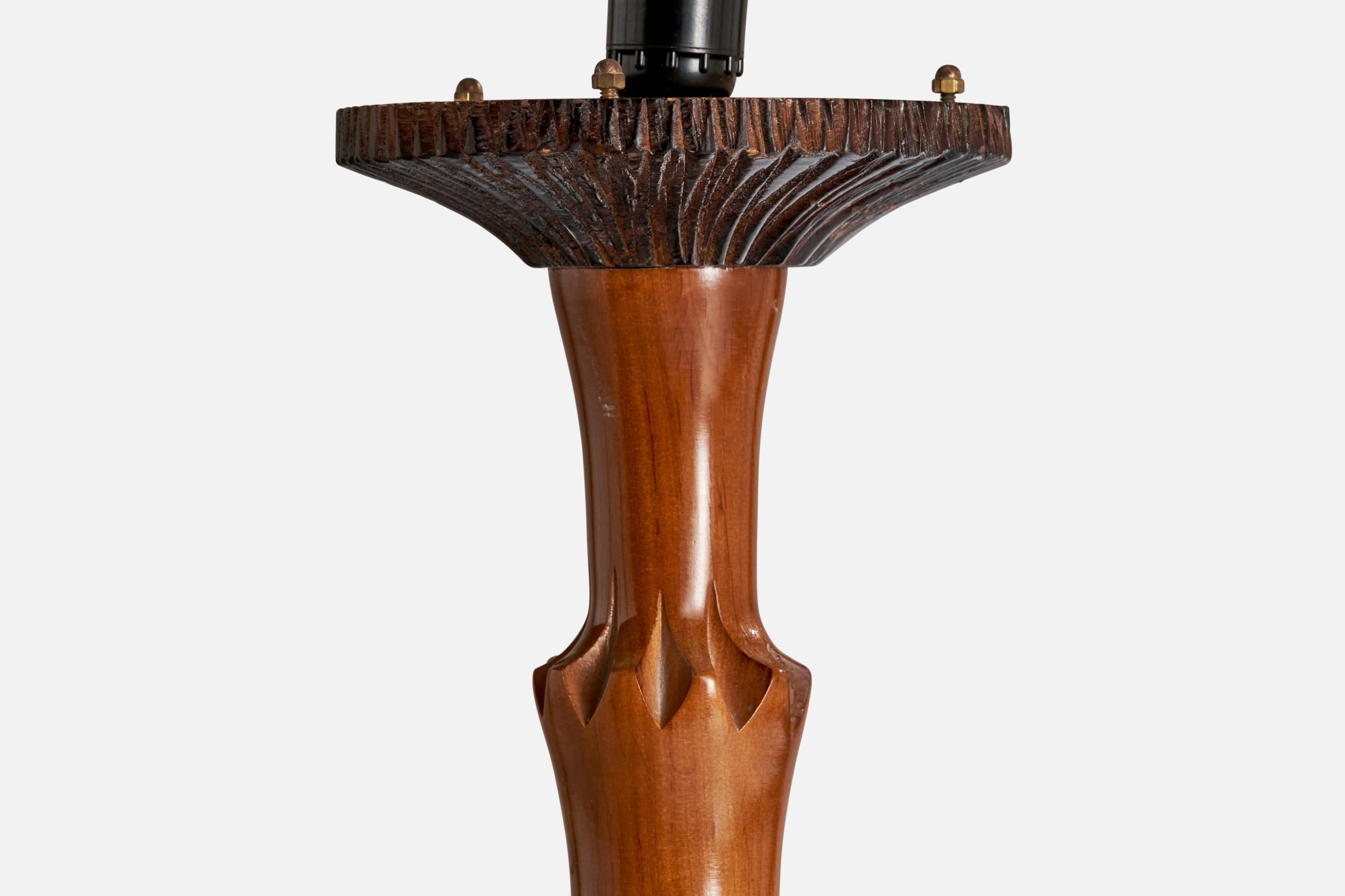 Mid-20th Century Italian Designer, Floor Lamp, Wood, Fabric, Italy, 1960s For Sale
