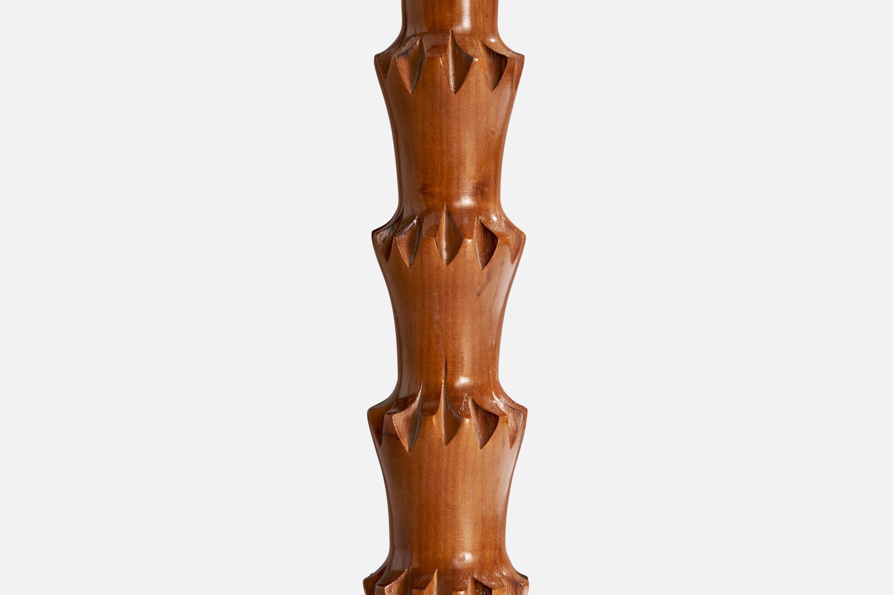 Italian Designer, Floor Lamp, Wood, Fabric, Italy, 1960s For Sale 1