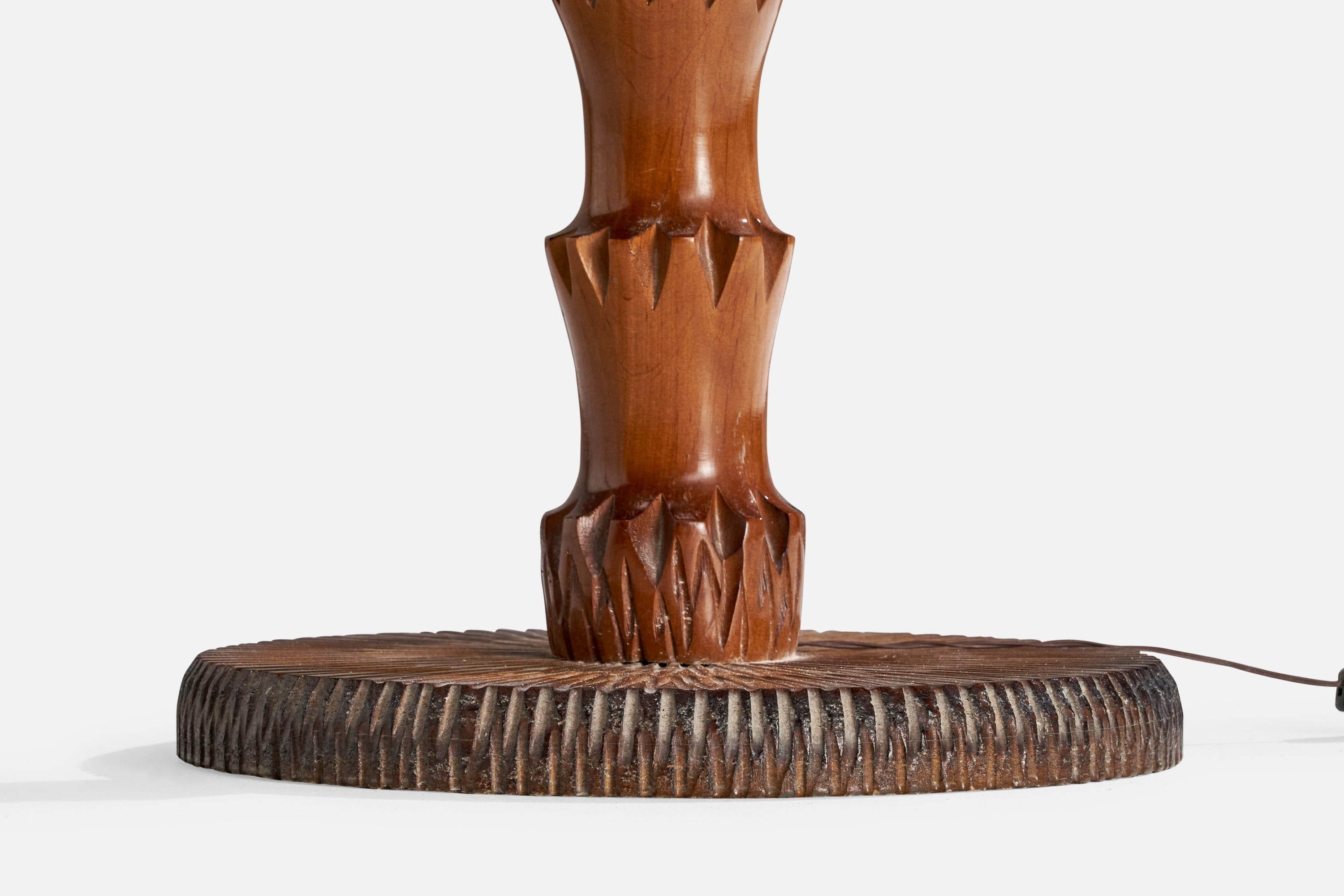 Italian Designer, Floor Lamp, Wood, Fabric, Italy, 1960s For Sale 3