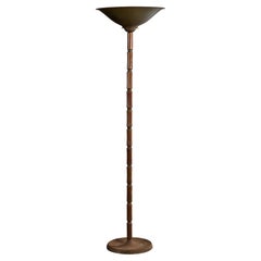 Italian Designer, Floor Lamp, Wood, Metal, Italy, 1940s