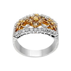 Italian Designer Florentine Finished 18 Karat Gold Diamond Ring
