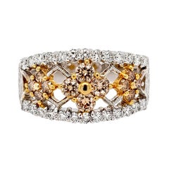 Italian Designer Florentine Finished 18 Karat Gold Diamond Ring