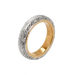 Italian Designer Florentine Finished 18 Karat Gold Diamond Wedding Band