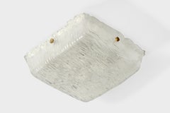 Italian Designer, Flush Mount, Glass, Brass, Italy, 1960s