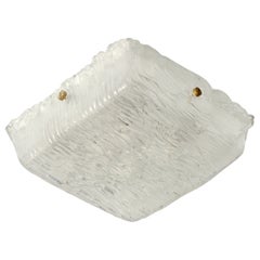 Italian Designer, Flush Mount, Glass, Brass, Italy, 1960s