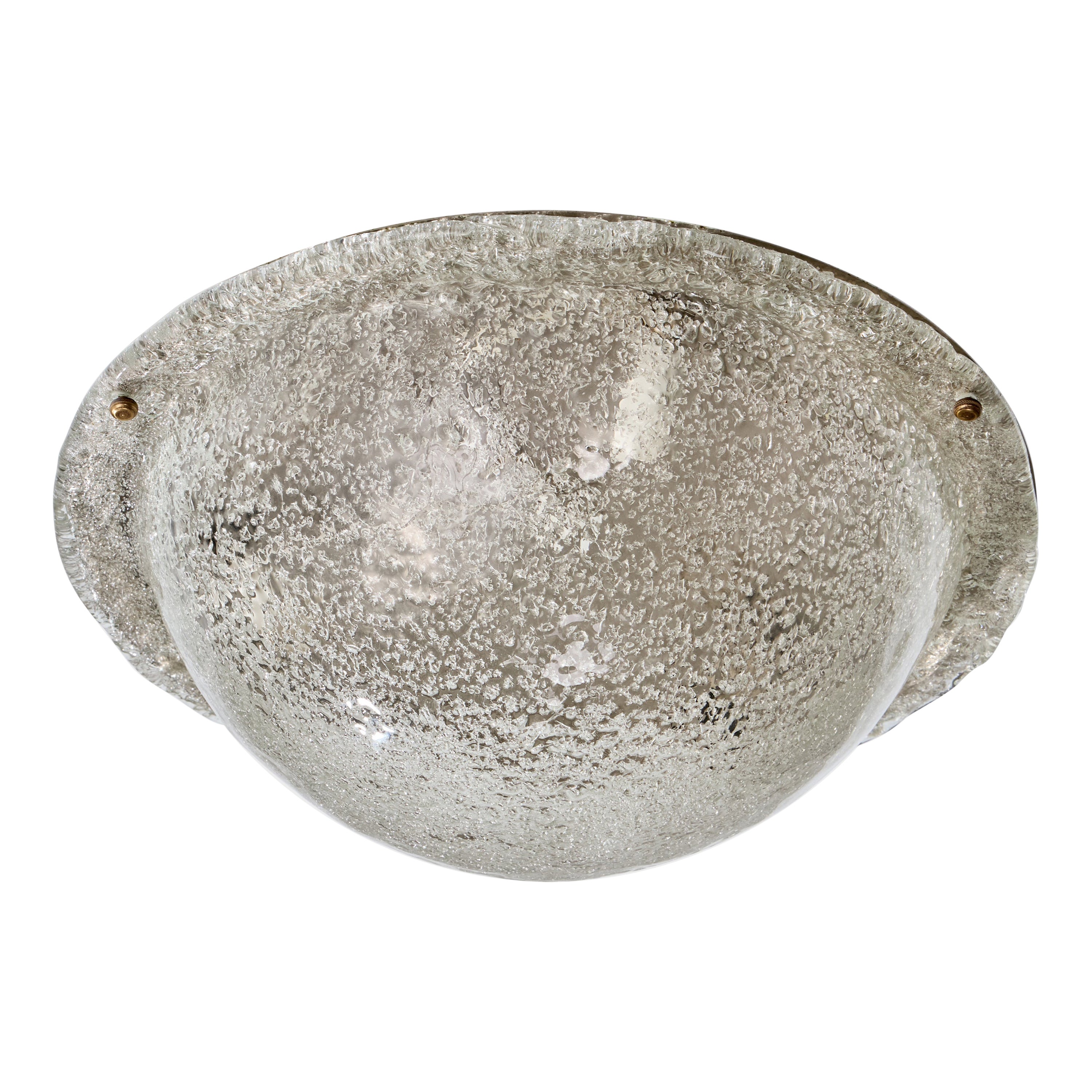 Designer italien, affleurant, verre, laiton, Italie, années 1970