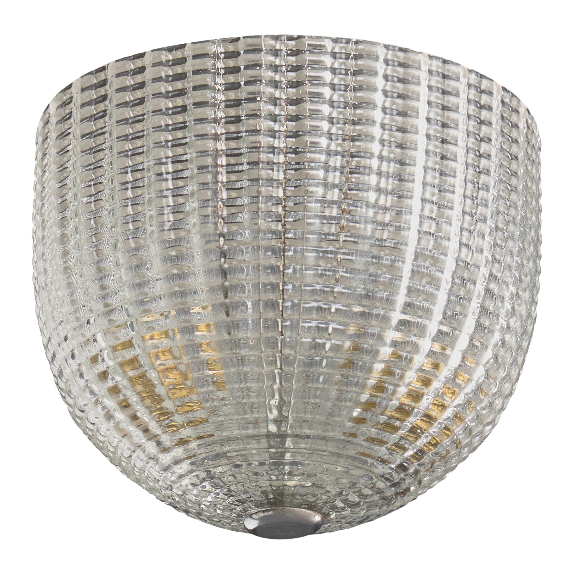 Italian Designer, Flush Mount, Glass, Metal, Italy, 1970s