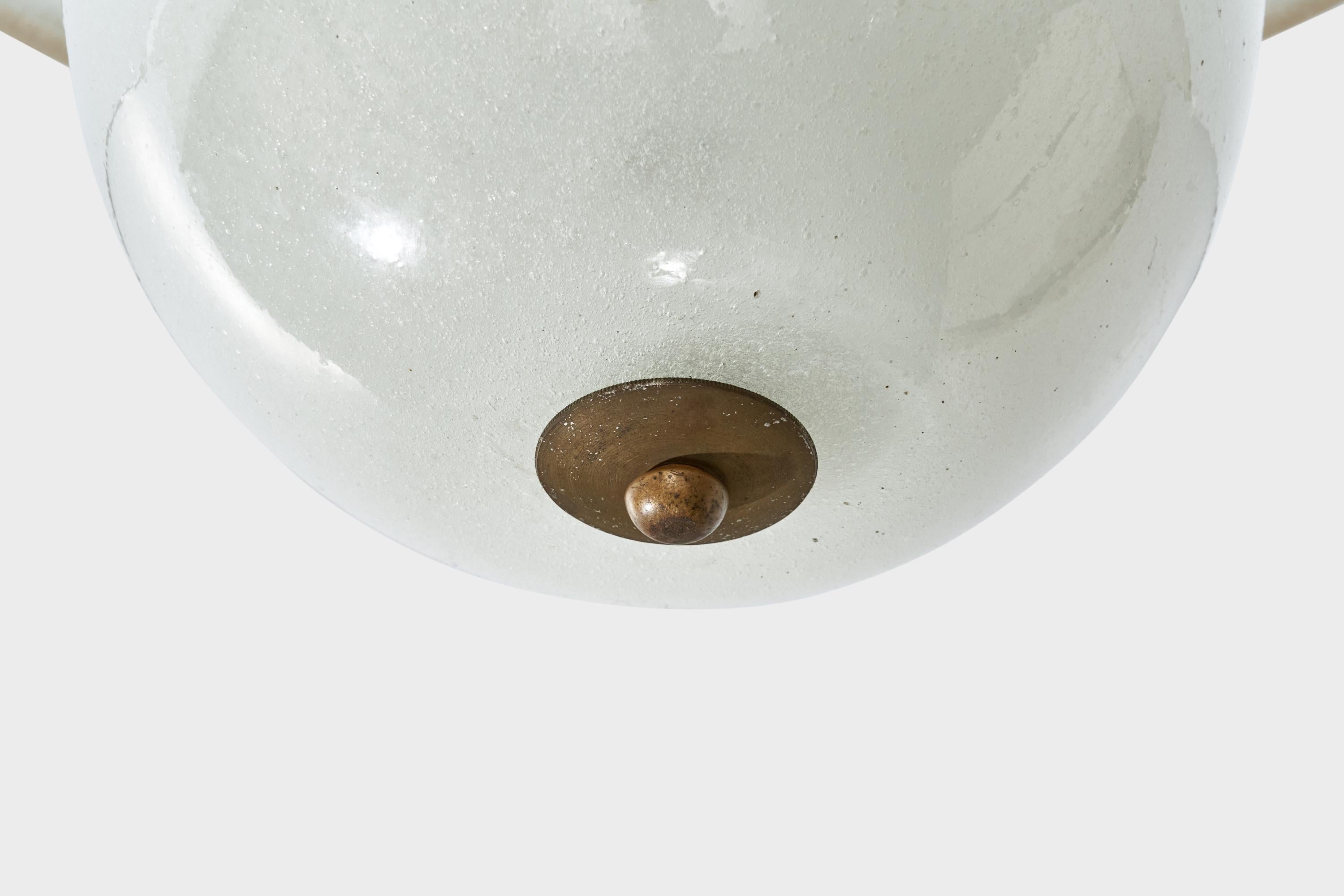 Laiton Design/One, affleurant, verre Pulegoso, laiton, Italie, années 1940 en vente