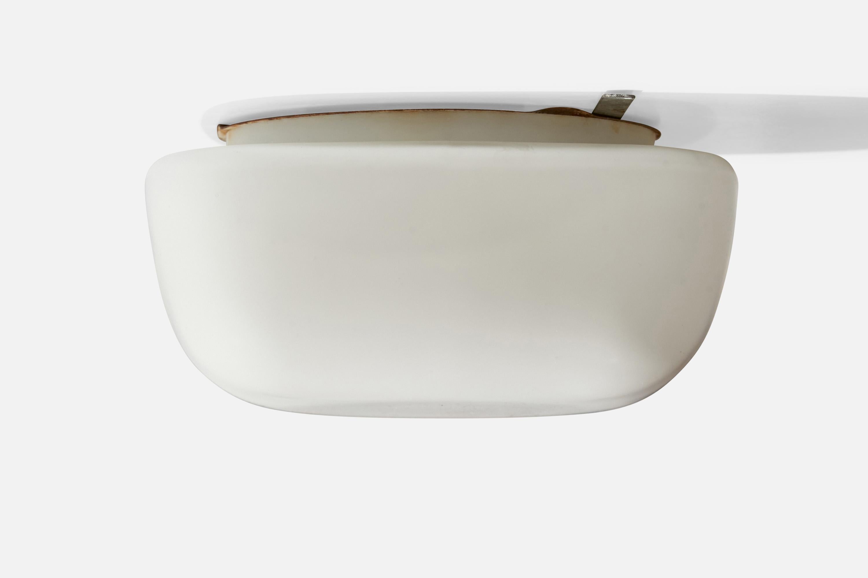 Italienische Designerin, Einbaubeleuchtung, Glas, Metall, Italien, 1960er Jahre im Angebot 3