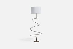 Italian Designer, Floor Lamp, Metal, Fabric, Italy, 1950s