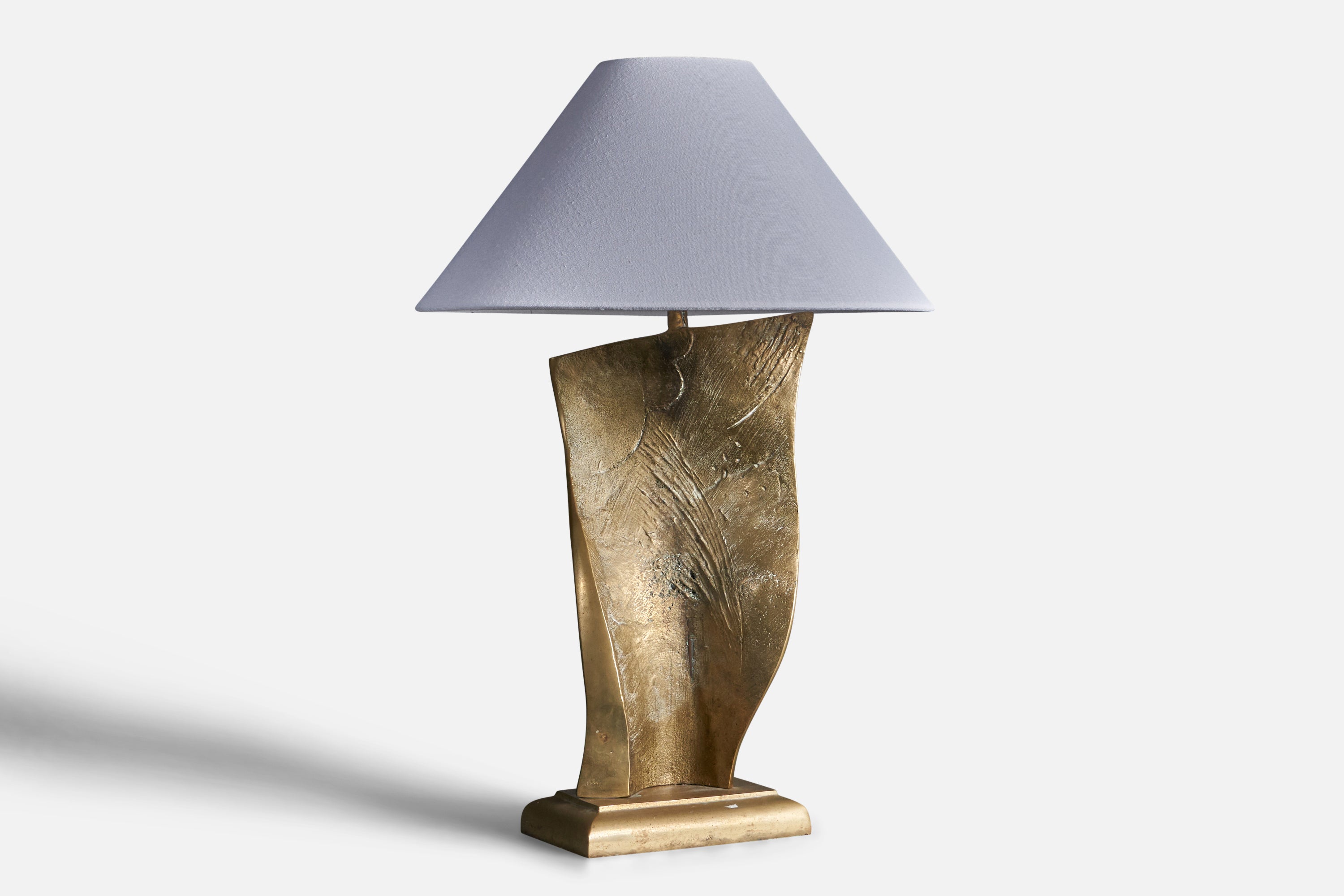 Lampada da tavolo freeform di design italiano, ottone, rattan, Italia, anni '70