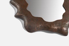 Italian Designer, Freeform Wall Mirror, Copper, Mirror Glass, Italy, 1950s