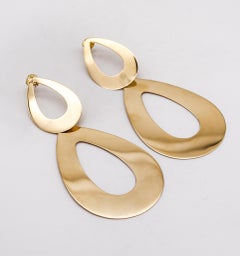 Italian Designer Geometric Free Form Dangle Drop Earrings in 18kt Yellow Gold