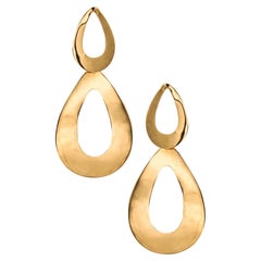 Retro Italian Designer Geometric Free Form Dangle Drop Earrings in 18kt Yellow Gold