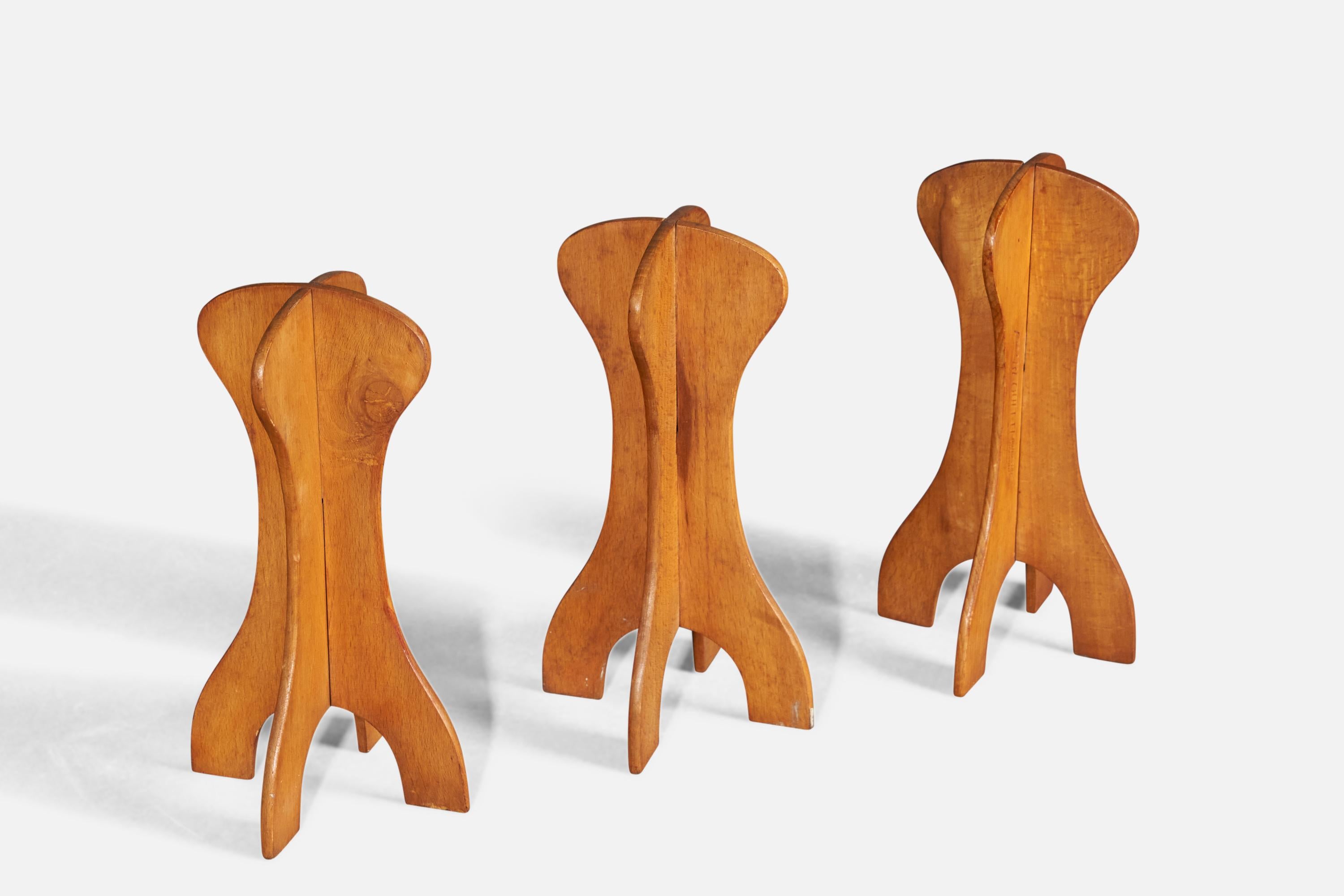 Mid-20th Century Italian Designer, Hat Stands, Wood, Italy, 1940s For Sale